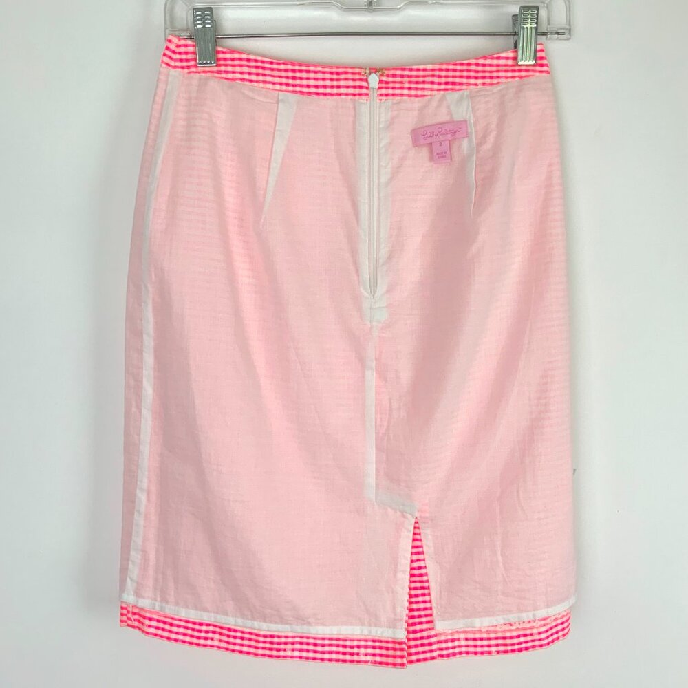 Lilly Pulitzer Thyme Scallop Peplum Gingham Skirt Fiesta Pretty Pink Size 2 - Picture 10 of 16